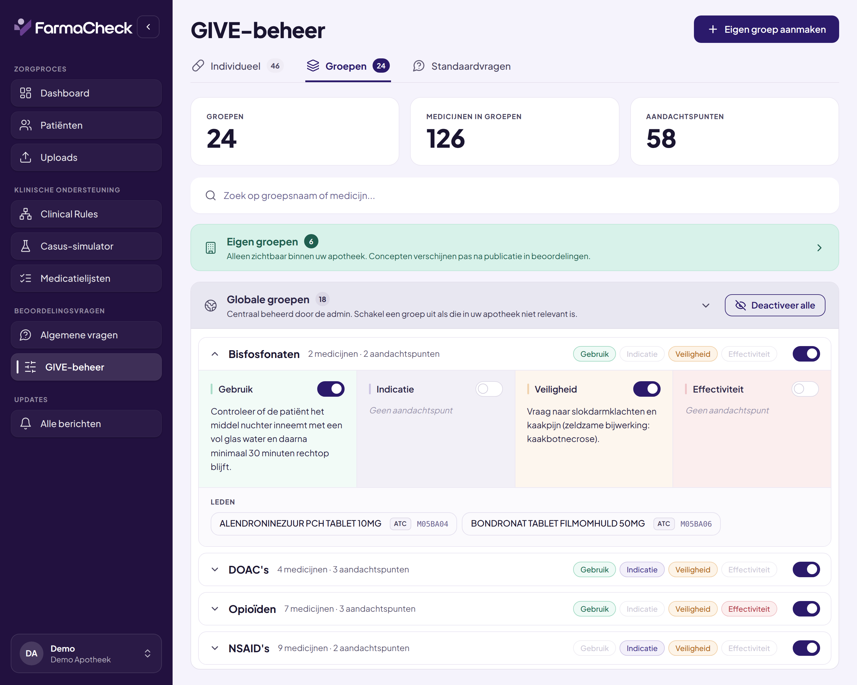 Productvoorbeeld: FarmaCheck GIVE-beheer